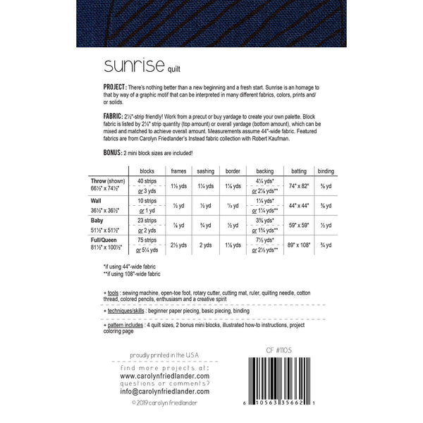 Sunrise Quilt Pattern
