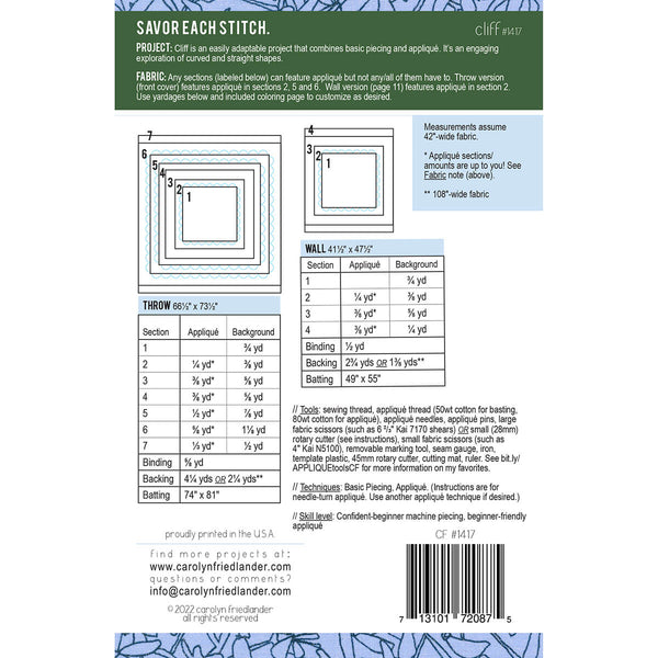 Cliff Quilt Pattern