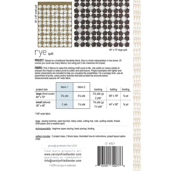 Rye Quilt Pattern